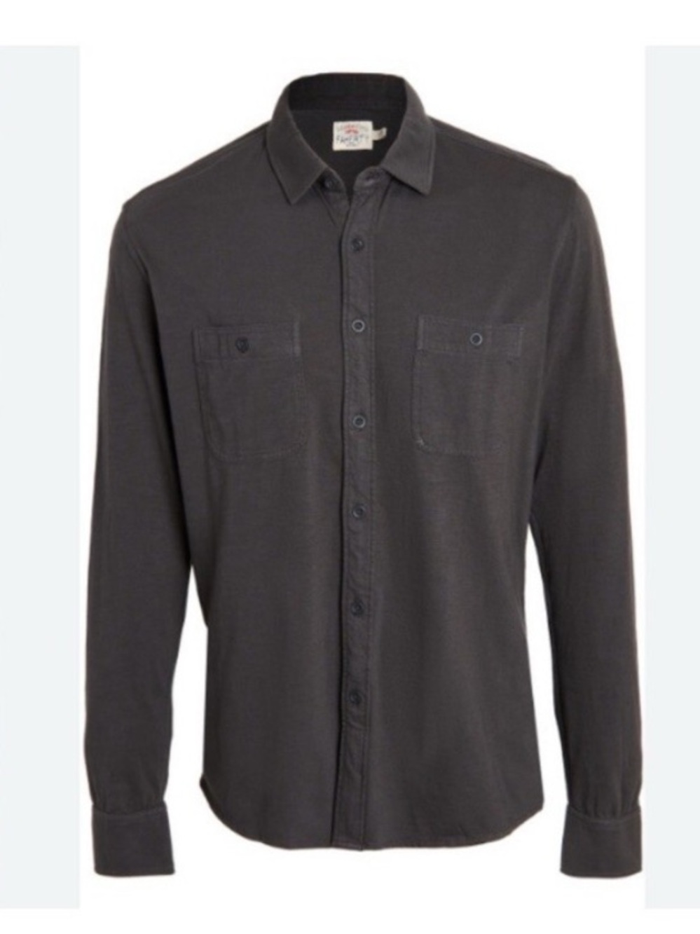 Faherty Men's Gray Button-Up Shirt Medium Knit Seasons Sunwashed